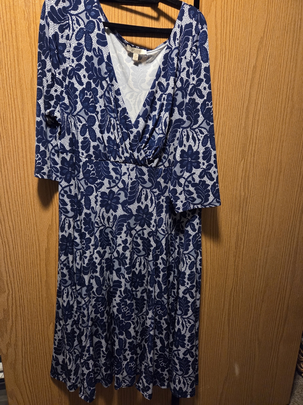 Haani Navy and White Floral V-Neck Dress